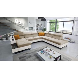 The Avanti X U-shaped corner sofa with a sleeping function and USB lamp | Velvet, Whisper 3 + Eco-leather