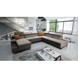 U-shaped corner sofa Avanti X with a sleeping function and USB lamp | Velvet, Whisper 5