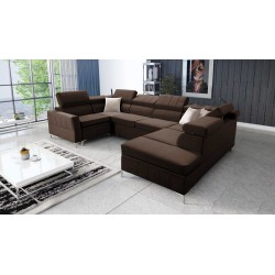 Modena V corner sofa with a sleeping function and a bedding container - Velvet, Amor velvet 4301