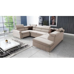 Modena V corner sofa with sleeping function and bedding storage - Velvet, Amor velvet 4303