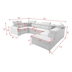 Modena V corner sofa with sleeping function and bedding storage - Velvet, Amor velvet 4303