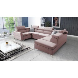 Modena V corner sofa with a sleeping function and bedding storage - Velvet, Amor velvet 4308