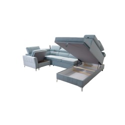 Sofá esquinero Modena V con función de cama y contenedor para ropa de cama - Velvet, Amor velvet 4321