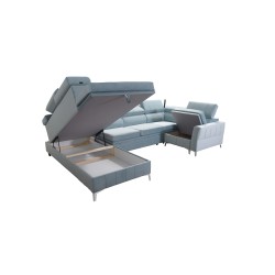 Sofá esquinero Modena V con función de cama y compartimento para ropa de cama - Terciopelo, Amor velvet 4301