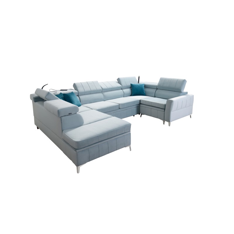 Esquina Modena V con función de cama y contenedor para ropa de cama - Terciopelo, Amor velvet 4303