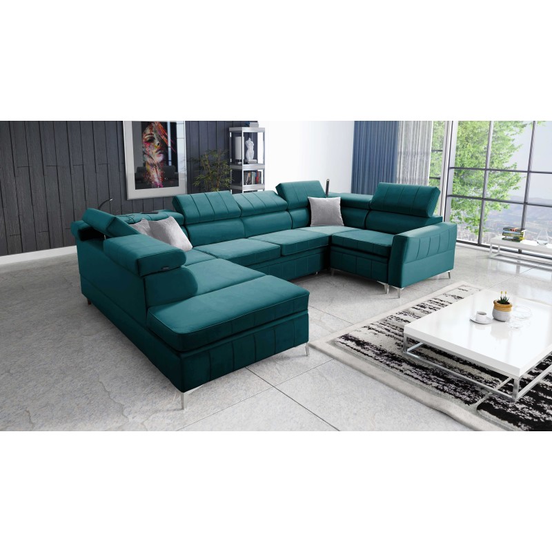 Modena V Ecksofa mit Schlaffunktion und Bettkasten - Samt, Amor Samt 4312