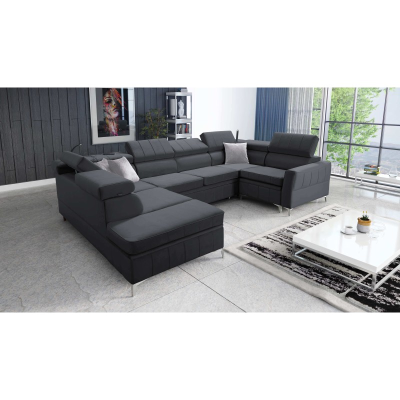 Ecksofa Modena V mit Schlafunktion und Bettkasten - Velvet, Amor Velvet 4321