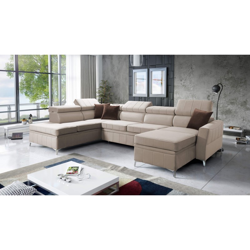 Sofá esquinero Modena VI con función de cama – elegancia y funcionalidad en tela de terciopelo, Amor velvet 4303