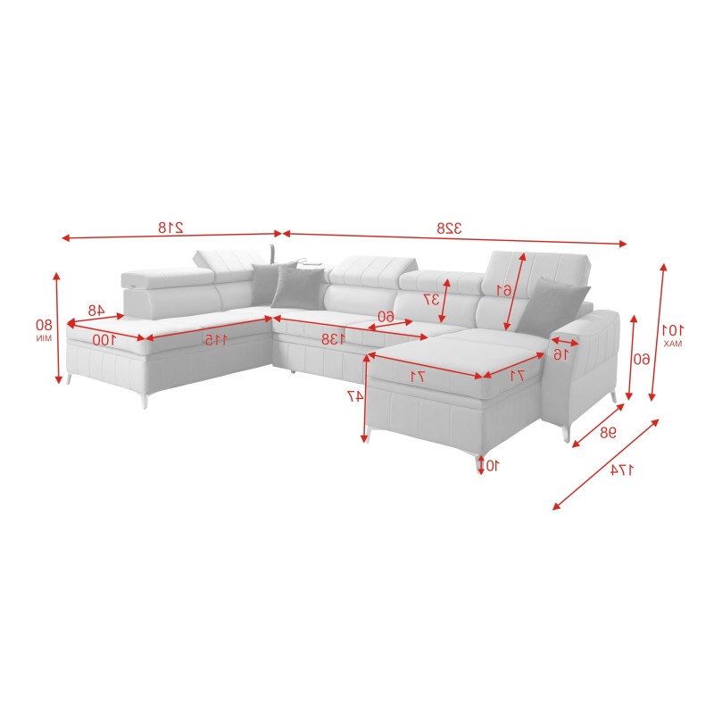 Ecksofa Modena VI mit Schlaffunktion – Eleganz und Funktionalität im Velvet-Stoff, Amor Velvet 4308