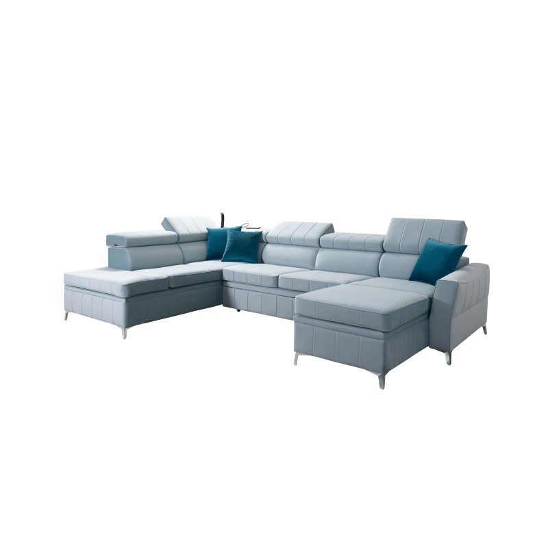 Sofá esquinero Modena VI con función de cama – elegancia y funcionalidad en tela de terciopelo, Amor velvet 4309