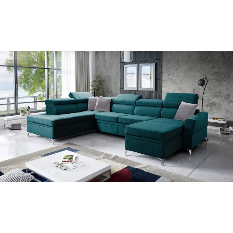 Esquina Modena VI con función para dormir: elegancia y funcionalidad en tela de terciopelo, Amor velvet 4312