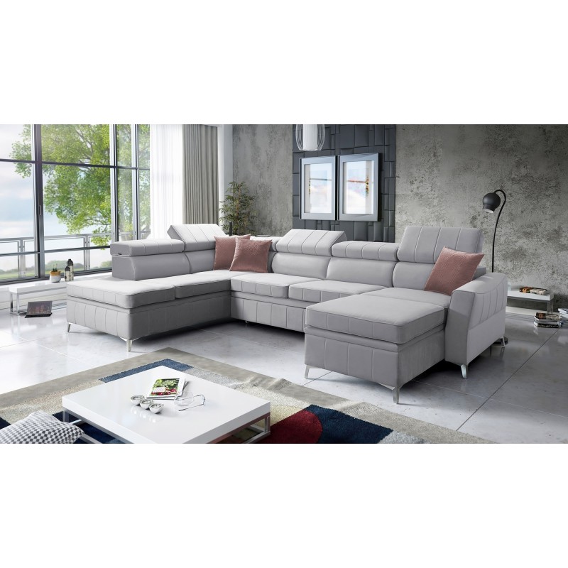 Modena VI corner sofa with sleeping function – elegance and functionality in Velvet fabric, Amor velvet 4318