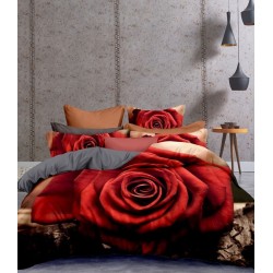 Frankhauer Ropa de cama 3D de microfibra ROSA ROJA