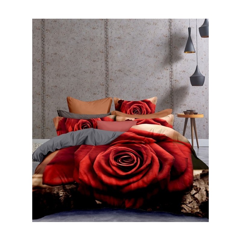 Frankhauer 3D-Bettwäsche Mikrofaser ROTE ROSE