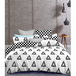 Frankhauer Ropa de cama BLANCO-NEGRO 100% microfibra