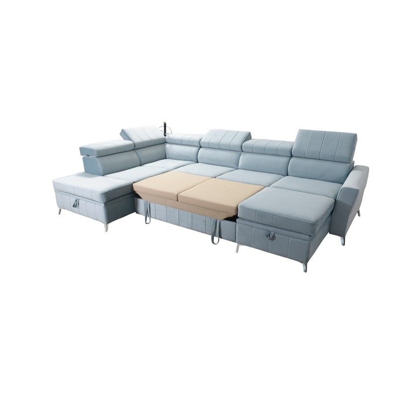 Ecksofa Modena VI mit Schlaffunktion – Eleganz und Funktionalität in Samtstoff, Amor Velvet 4321