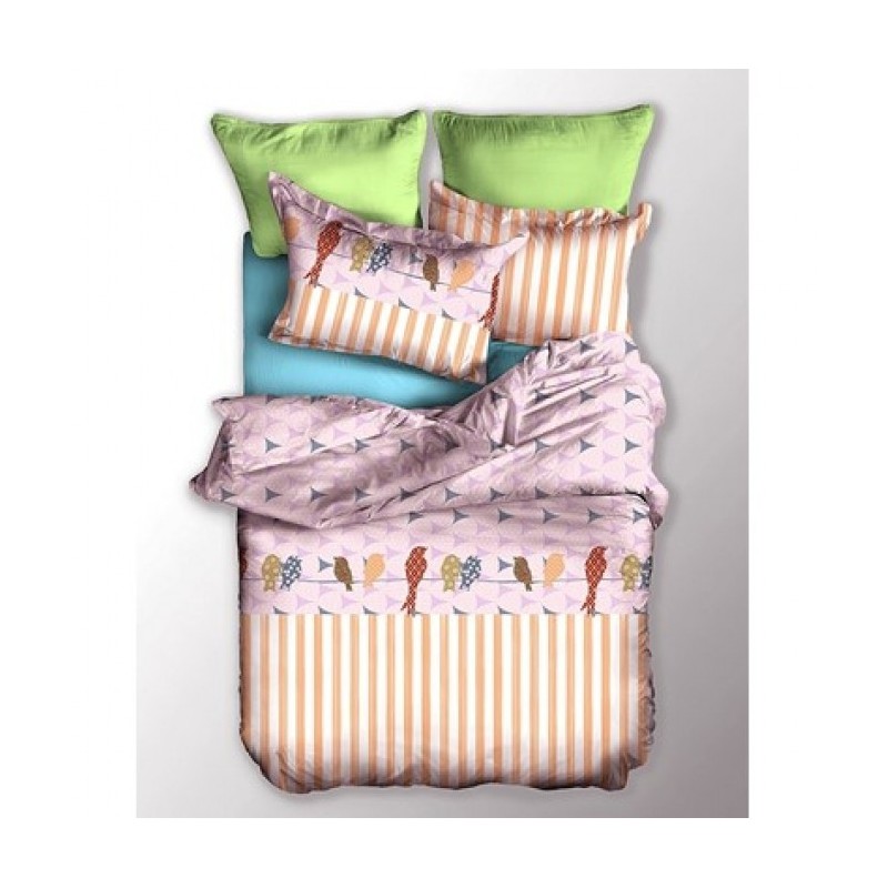 Frankhauer Ropa de cama 100% microfibra PÁJAROS COLORIDOS