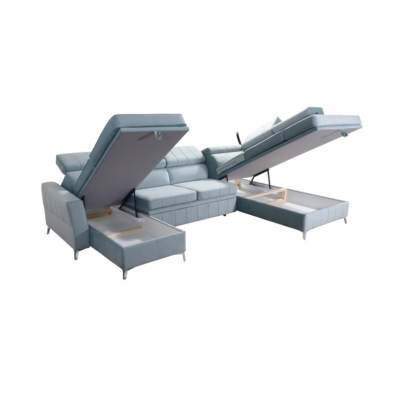 Кутовий диван Modena VI з функцією сну – елегантність і функціональність у тканині Velvet, Amor velvet 4301