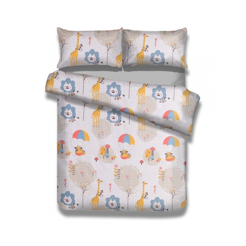 Frankhauer Ropa de cama infantil Amigos del Safari 100% algodón