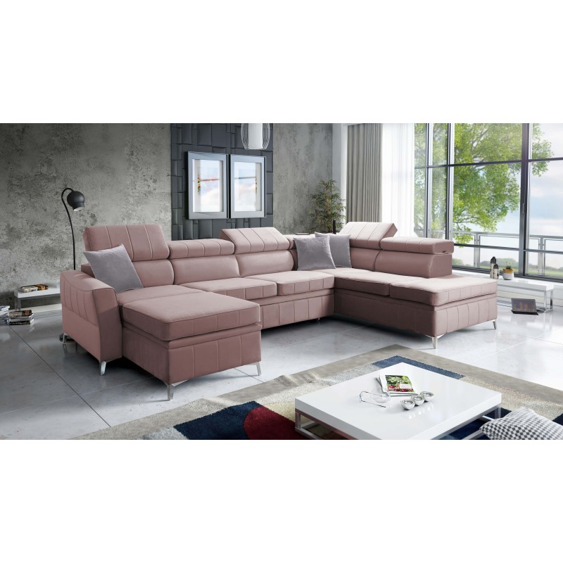 Modena VI corner sofa with a sleeping function – elegance and functionality in Velvet fabric, Amor velvet 4308