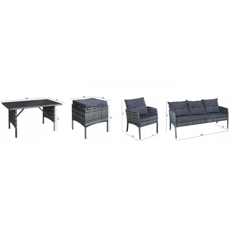Frankhauer Conjunto de muebles de jardín TAJLO marrón oscuro