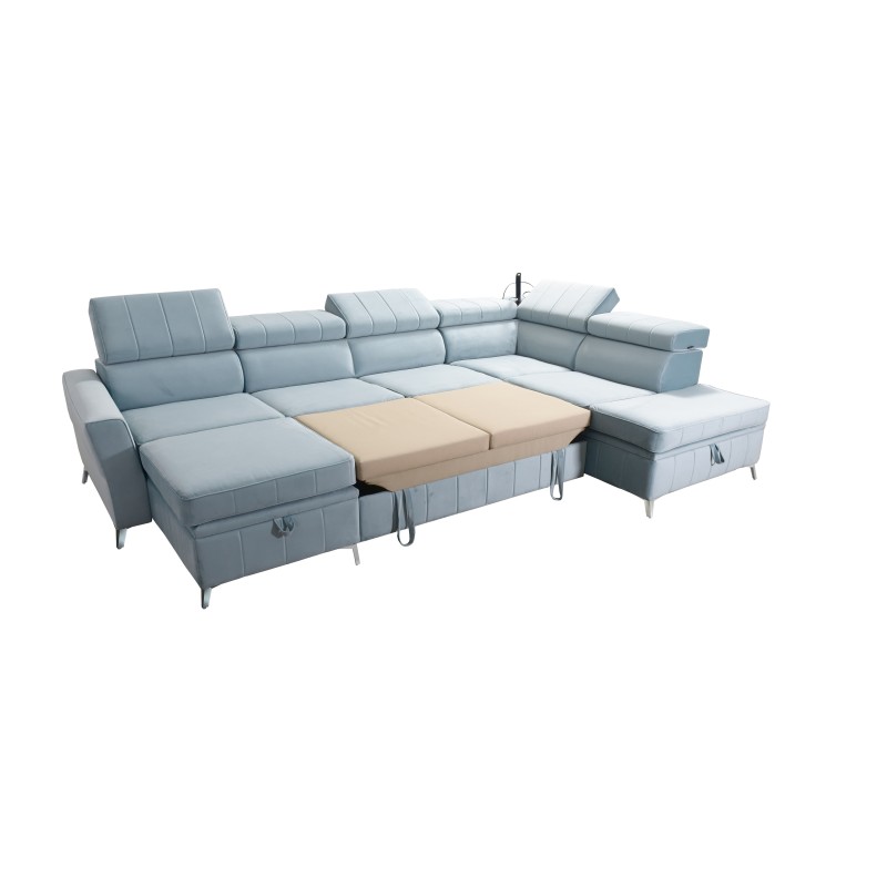 Narożnik Modena VI z funkcją spania – elegancja i funkcjonalność w tkaninie Velvet, Amor velvet 4309