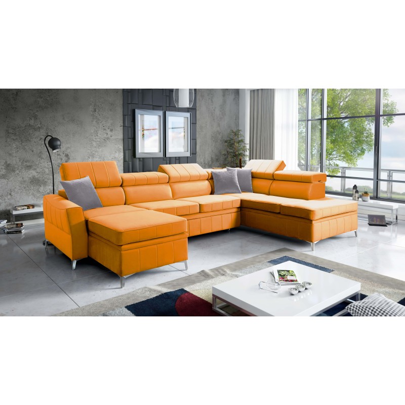 Narożnik Modena VI z funkcją spania – elegancja i funkcjonalność w tkaninie Velvet, Amor velvet 4309