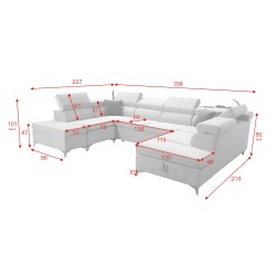 Modena VIII corner sofa with sleeping function Velvet, Amor velvet 4318 - elegance and functionality in one