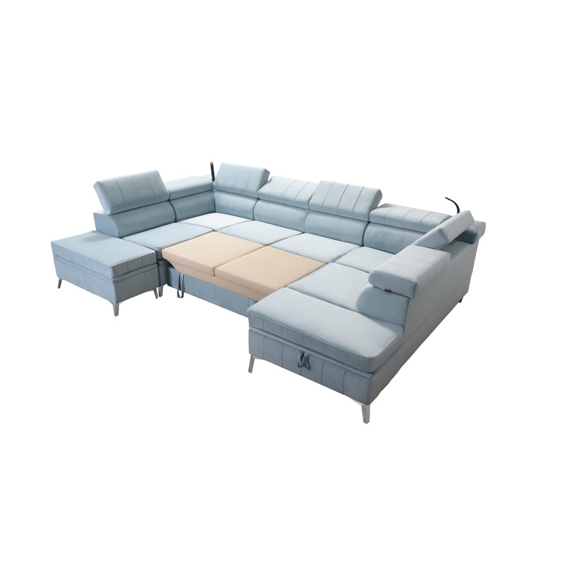 Modena VIII corner sofa with sleeping function Velvet, Amor velvet 4318 - elegance and functionality in one