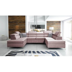 Modena VIII corner sofa with sleeping function Velvet, Amor velvet 4308 - elegance and functionality in one