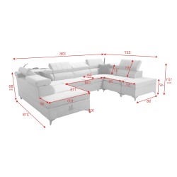 Esquina Modena VIII con función de cama Velvet, Amor velvet 4312 - elegancia y funcionalidad en uno.