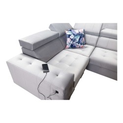 Fusion IV corner sofa with quilted seat, sleeping function, and USB port | Velvet | Hydrophobic, Magic Velvet 2216