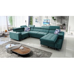 Fusion IV corner sofa with quilted seat, sleeping function, and USB port | Velvet | Hydrophobic, Magic Velvet 2221