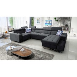 Sofá esquinero Fusion IV con asiento acolchado, función de cama y puerto USB | Terciopelo | Hidrofóbico, Magic Velvet 2219