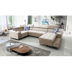 Fusion IV corner sofa with quilted seat, sleeping function, and USB port | Velvet | Hydrophobic, Magic Velvet 2282