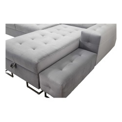 Ecksofa Fusion IV mit gestepptem Sitz, Schlaffunktion und USB-Anschluss | Velours | Hydrophob, Magic Velvet 2229