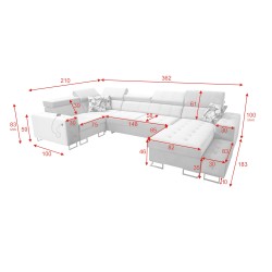 Esquina Fusion IV con asiento capitoné, función de cama y puerto USB | Terciopelo | Hidrofóbico, Magic Velvet 2229