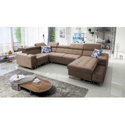 Sofá esquinero Fusion IV con asiento acolchado, función de cama y puerto USB | Terciopelo | Hidrofóbico, Magic Velvet 2299