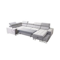 Fusion IV corner sofa with quilted seat, sleeping function, and USB port | Velvet | Hydrophobic, Magic Velvet 2299