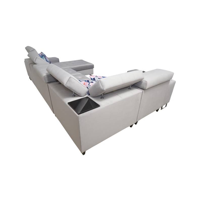 Sofá esquinero Fusion IV con asiento acolchado, función de cama y puerto USB | Terciopelo | Hidrofóbico, Magic Velvet 2299