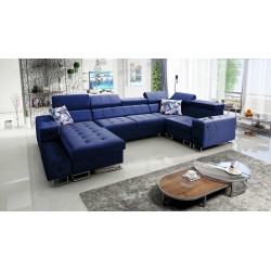 Fusion IV corner sofa with quilted seat, sleeping function, and USB port | Velvet | Hydrophobic, Magic Velvet 2216