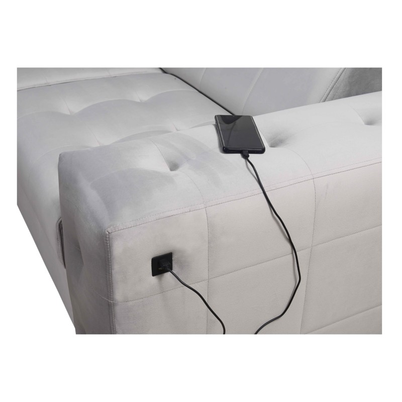Narożnik Fusion IV z pikowanym siedziskiem, funkcją spania i portem USB | Welur | Hydrofobowa, Magic Velvet 2216