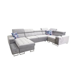 Fusion IV corner sofa with quilted seat, sleeping function, and USB port | Velvet | Hydrophobic, Magic Velvet 2221