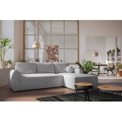 Nilo corner sofa with a sleeping function and USB port in Velvet fabric, Wave 15 - Comfort and style in one
