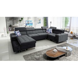 Sofá esquinero Fusion IV con asiento acolchado, función de cama y puerto USB | Terciopelo | Hidrofóbico, Magic Velvet 2219