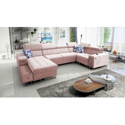 Fusion IV corner sofa with quilted seat, sleeping function, and USB port | Velvet | Hydrophobic, Magic Velvet 2264