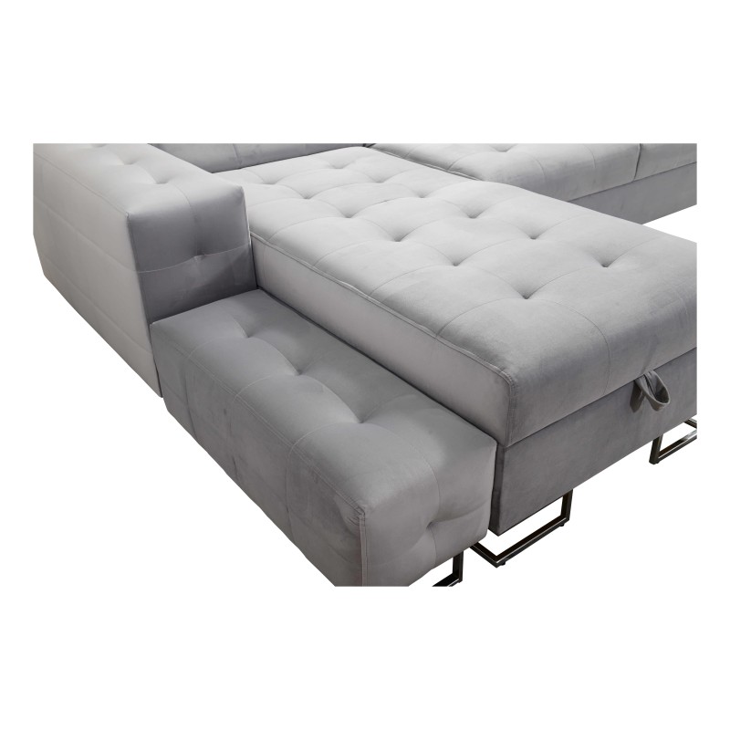 Fusion IV corner sofa with quilted seat, sleeping function, and USB port | Velvet | Hydrophobic, Magic Velvet 2264