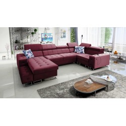Fusion IV Corner Sofa with Quilted Seat, Sleeping Function, and USB Port | Velvet | Hydrophobic, Magic Velvet 2229