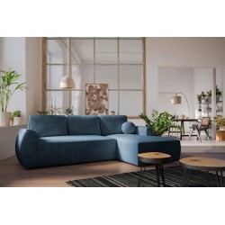 Nilo corner sofa with sleeping function and USB port in Velvet fabric, Wave 14 - Comfort and style in one