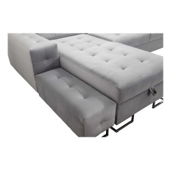 Fusion IV Corner Sofa with Quilted Seat, Sleeping Function, and USB Port | Velvet | Hydrophobic, Magic Velvet 2229